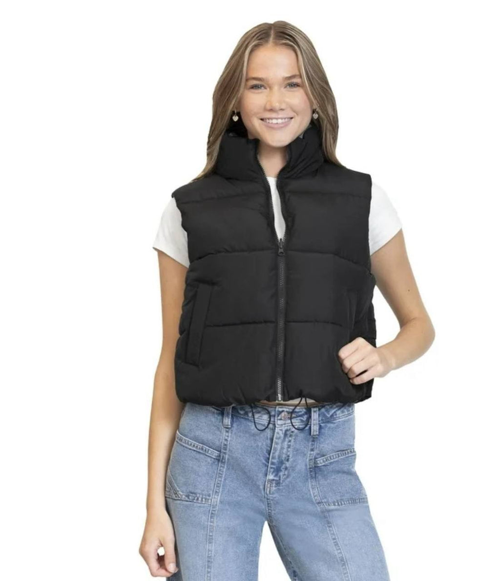 Madden Girl Reversible Puffer Vest Women's S Black Quilted Sleeveless NWOT