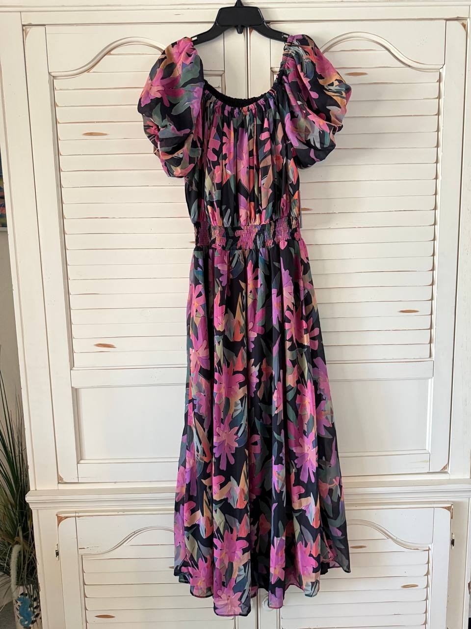 Vince Camuto Off-Shoulder Puff-Sleeve Maxi Dress M Multicolor NWT $119