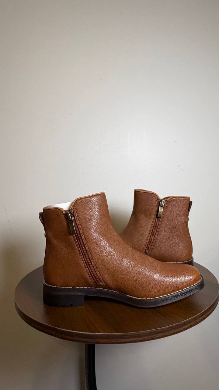 Franco Sarto Leather Booties 5M Cognac New in Box MSRP $190