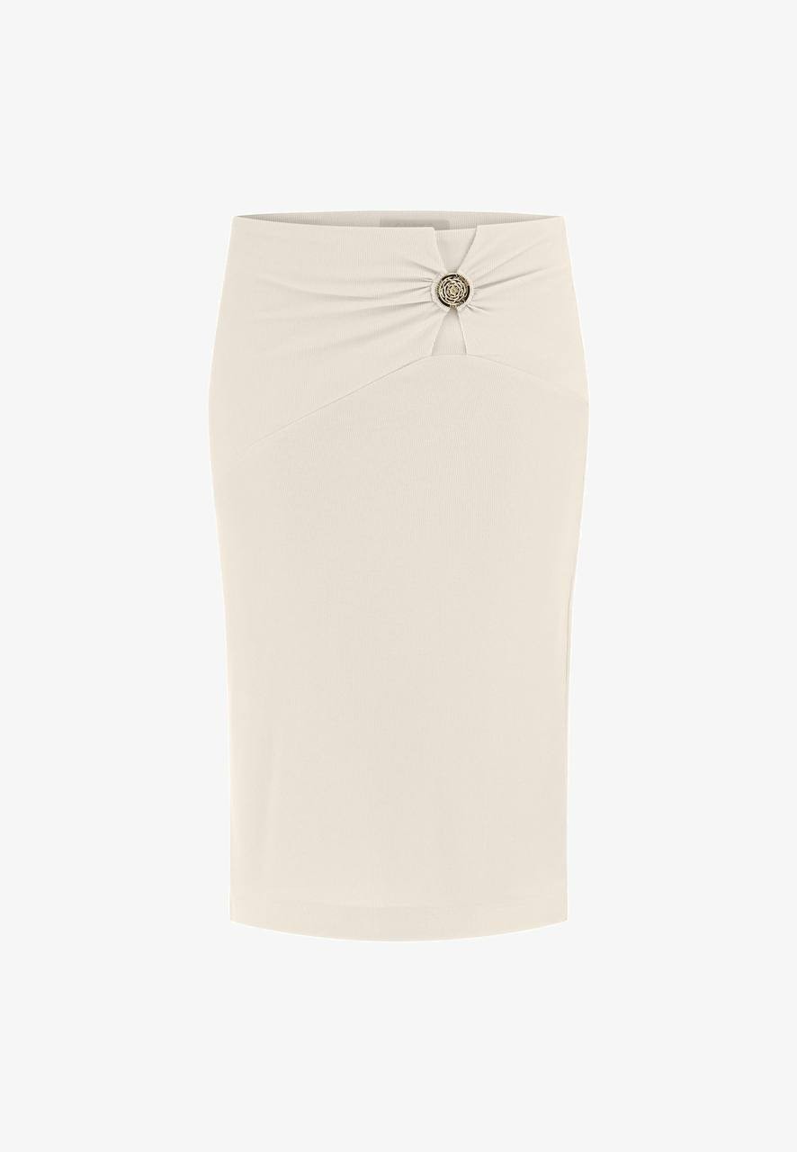 Guess Zama Button-Detail Pencil Skirt Beige L NWT $70