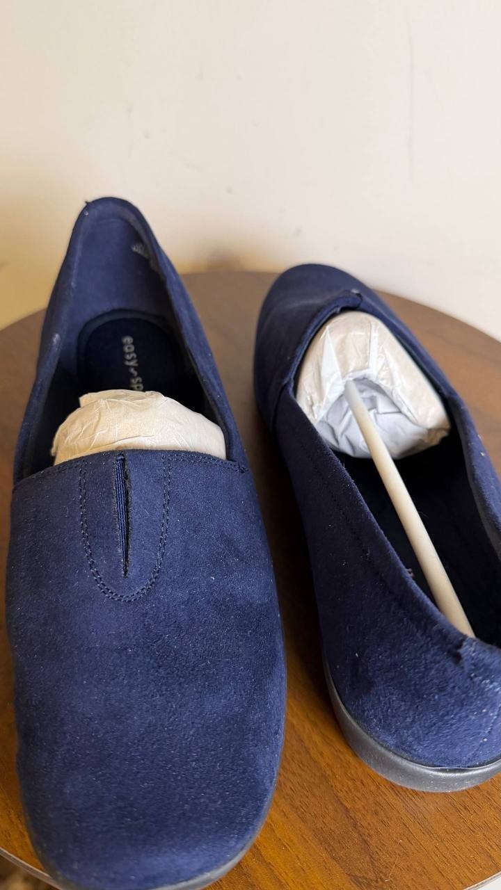 Easy Spirit Slip Ons Dark Blue Textile Size 8.5W New in Box MSRP $69