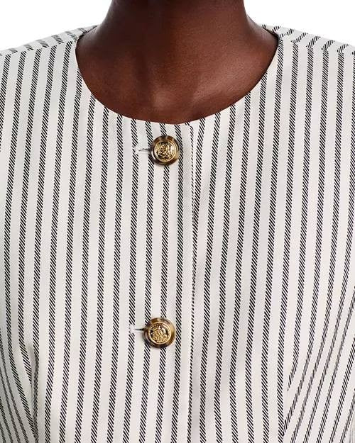 T Tahari Women’s Striped Button Front Cropped Jacket Size 10 NWT $148