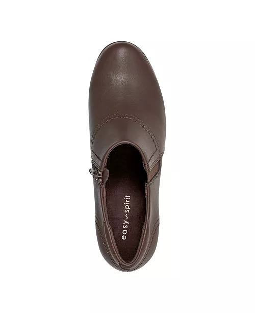 Easy Spirit Caine Booties 9.5M Dark Brown Side‑Zip Round Toe NIB msrp$95
