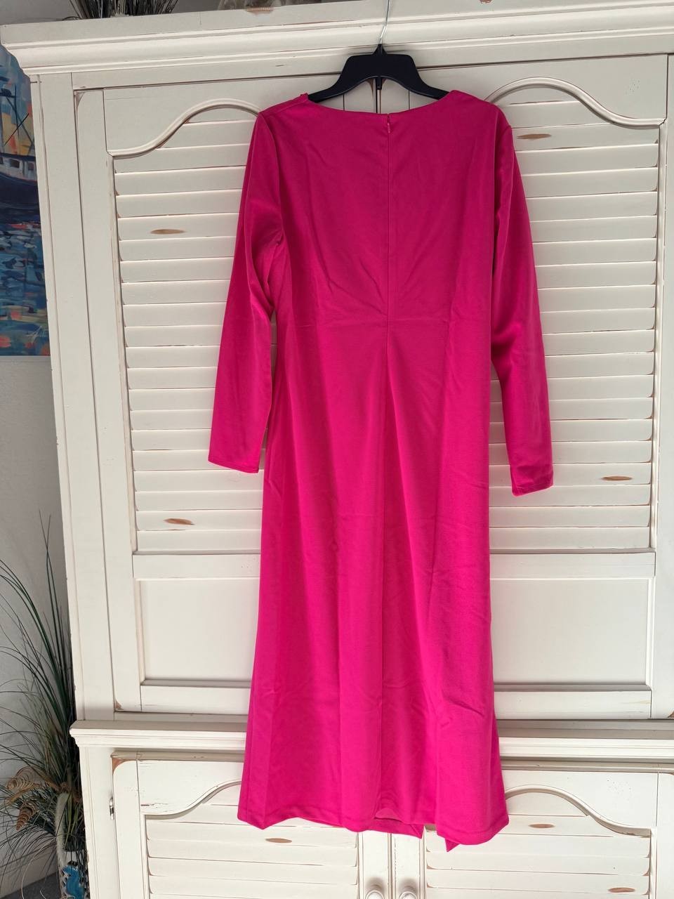 Anne Klein Ruched Midi Dress – Size XL – NWT – Rich Red Asymmetrical NeckLongSle