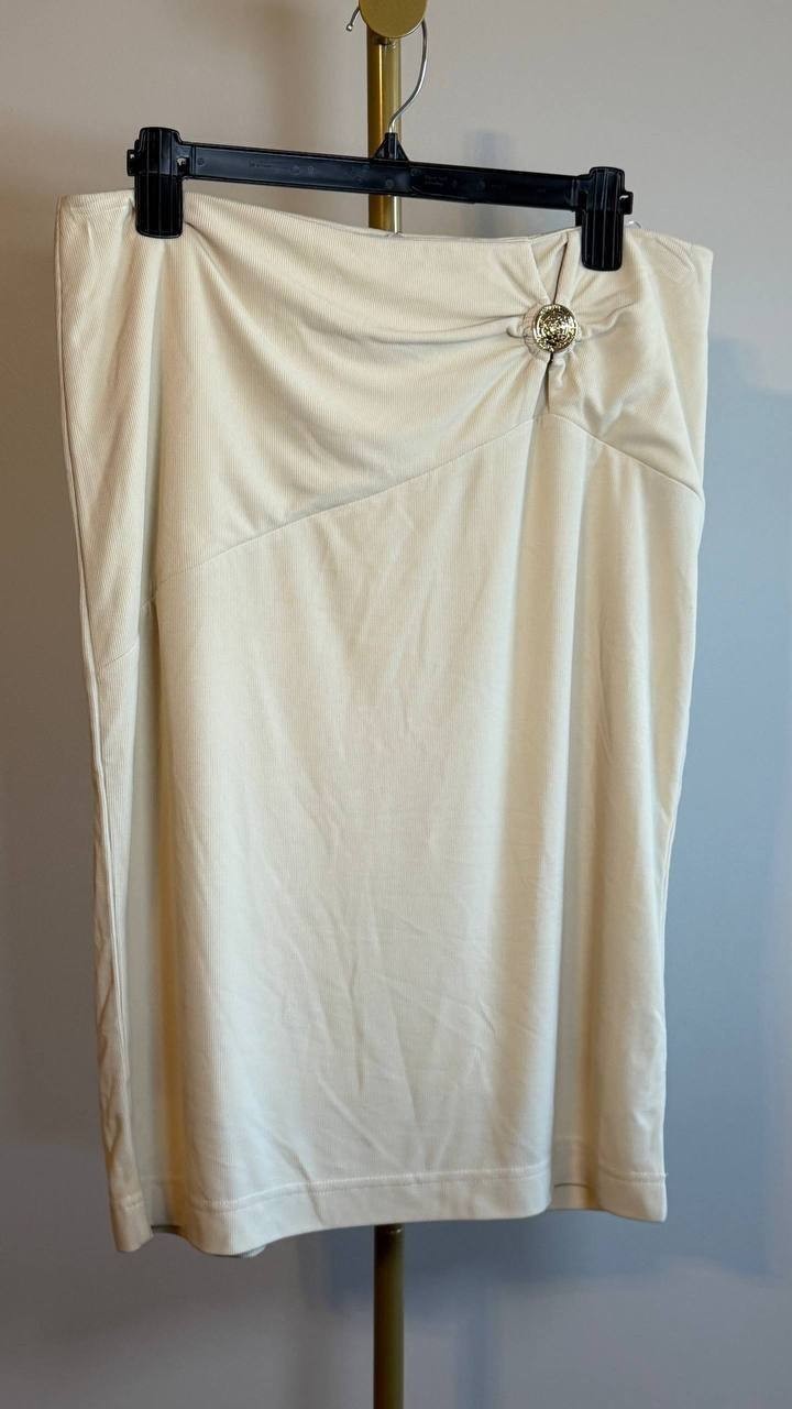 Guess Zama Button-Detail Pencil Skirt Beige L NWT $70