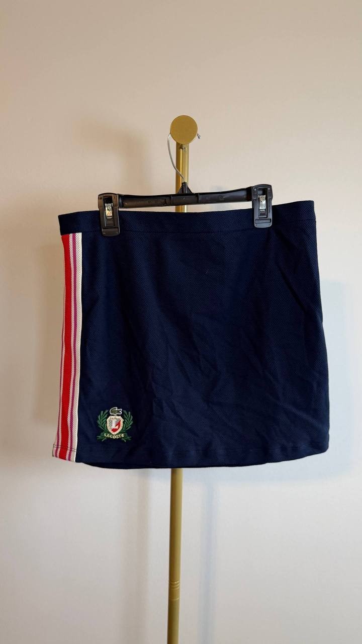Lacoste USA Striped Panel Mini Skirt Navy Blue Size 36 NWT $145