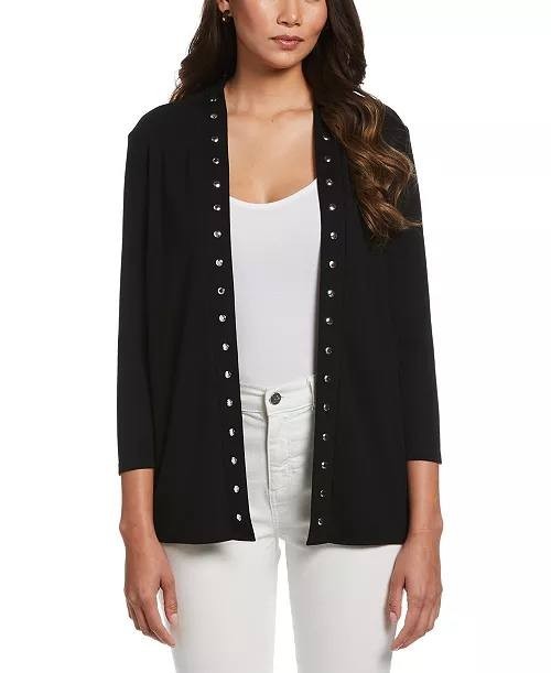 Rafaella Petite Cardigan Crew Neck Sweater Black PM NWT MSRP$59