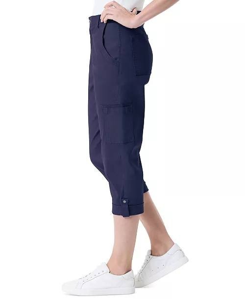 Gloria Vanderbilt Adjustable‑Hem Cargo Capri Pants – Size 14 – Black – NWT