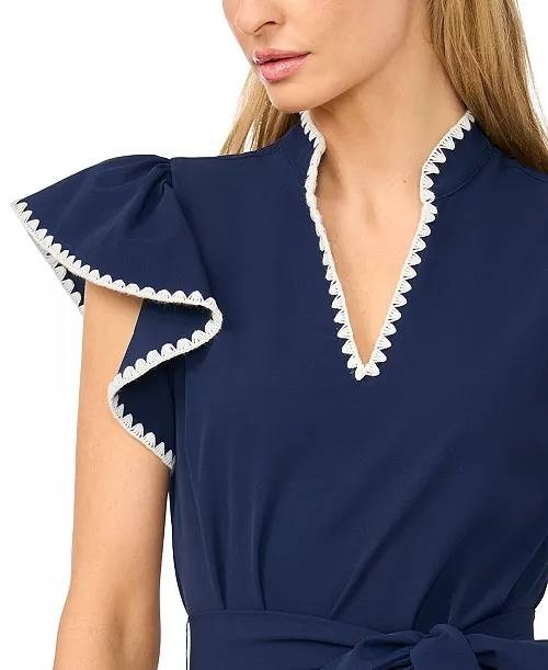CeCe V‑Neck Ruffle Sleeve Tiered Mini Dress Classic Navy 10 NWT $139