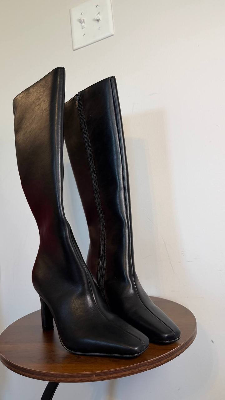 Madden Girl Voyage Knee High Square Toe Dress Boots Black 6M Polyurethane $99 NW