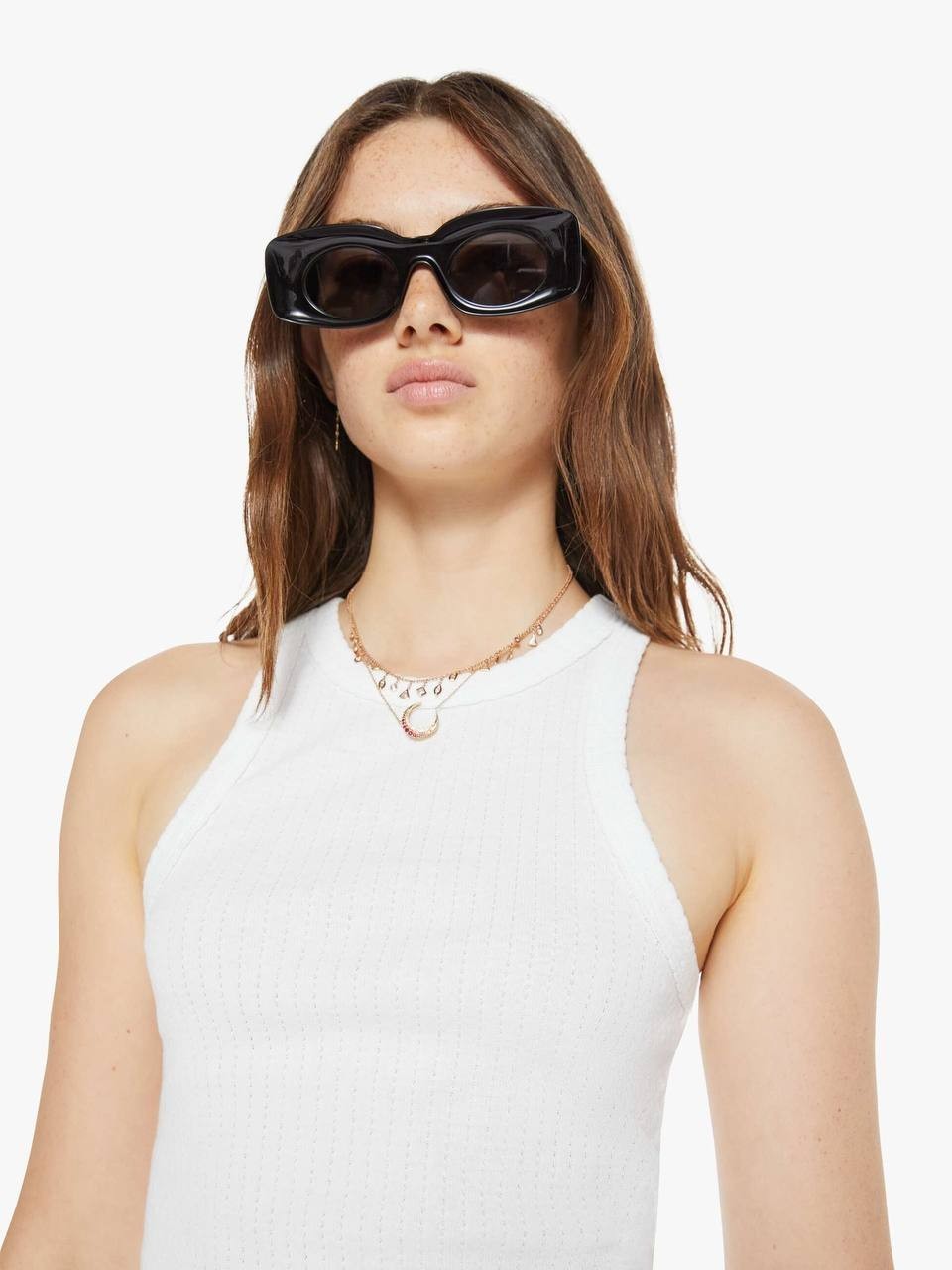 MOTHER Chin Up Tank White - Used with Flaw, Racerback, 100% Cotton, Size L