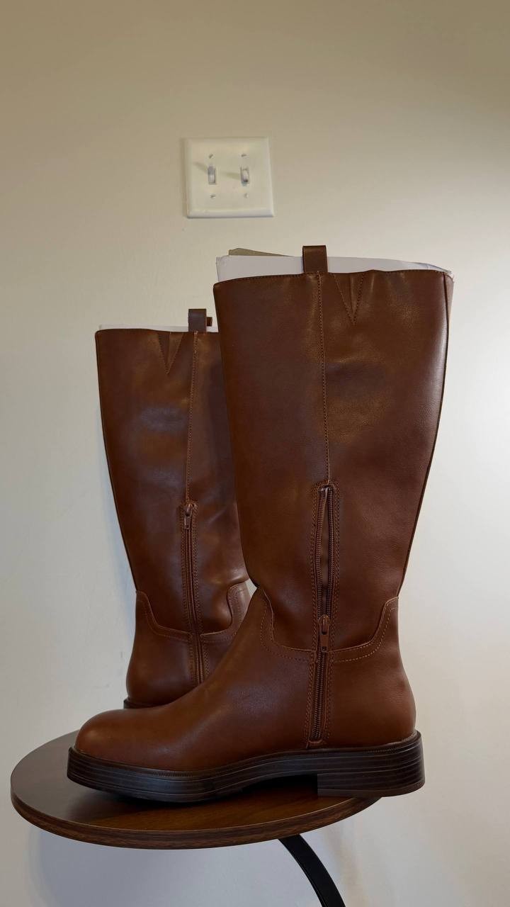DV Dolce Vita Jernie Boots 10M Tan Smooth Riding Round Toe NIB msrp$99