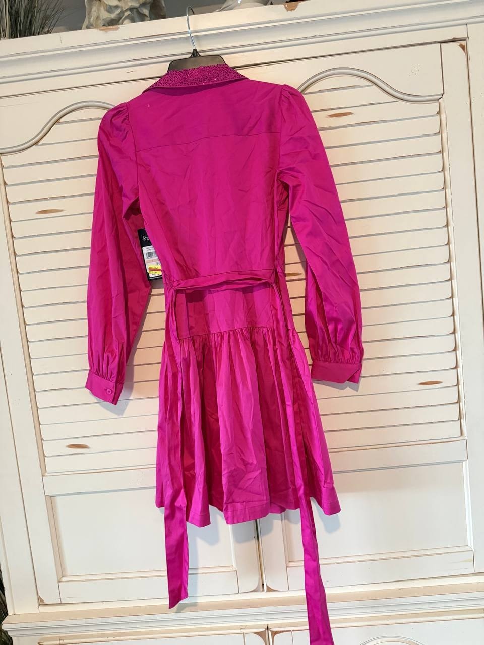 Karl Lagerfeld Paris Embellished Shirt Dress – Size 2 – NWT – Pink Long Sleeve