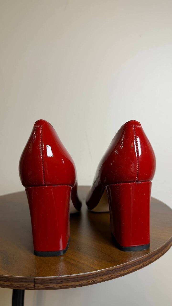 Marc Fisher LTD Dark Red Patent Leather Block Heel Pumps Size 7.5M NIB $165