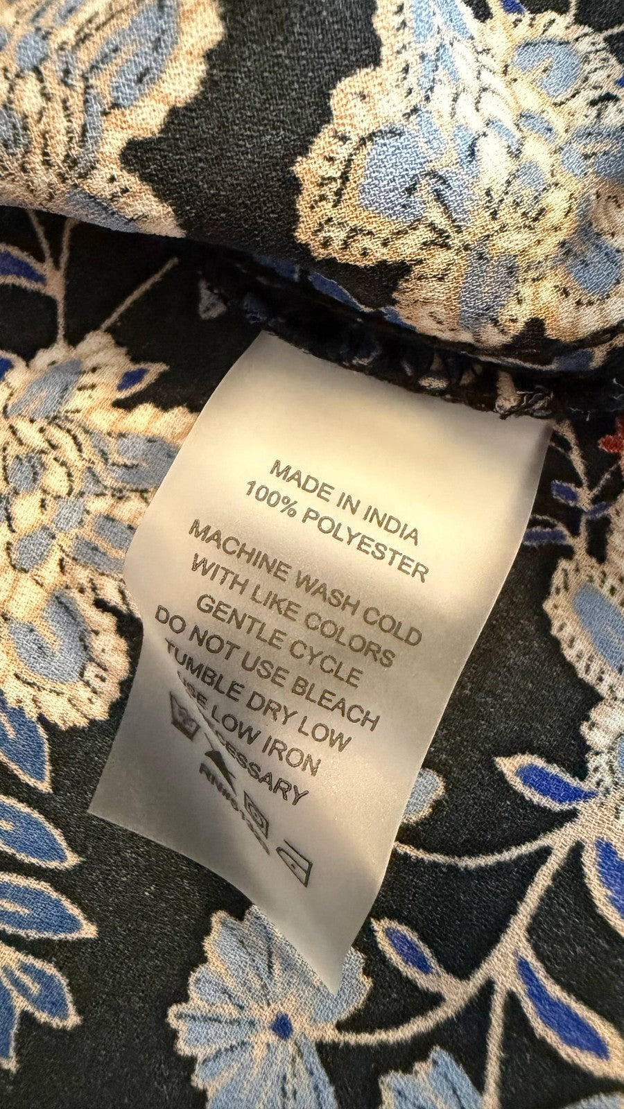 Vince Camuto Printed V‑Neck Bubble Sleeve Top French Blue $99 NWT