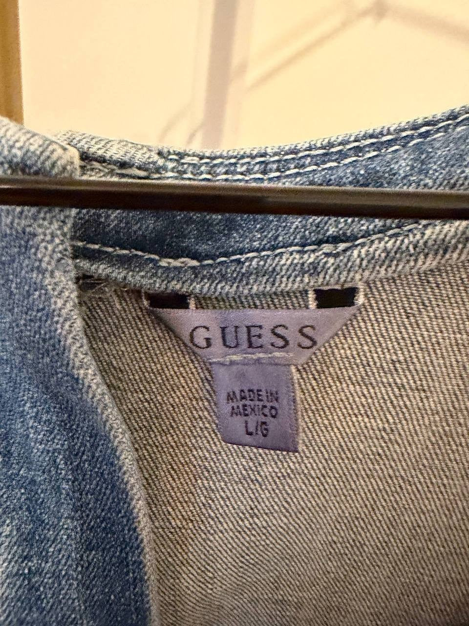Guess Eco Denim Button‑Front Romper Blue Size L/G NWOT Sustainable Chic msrp$168