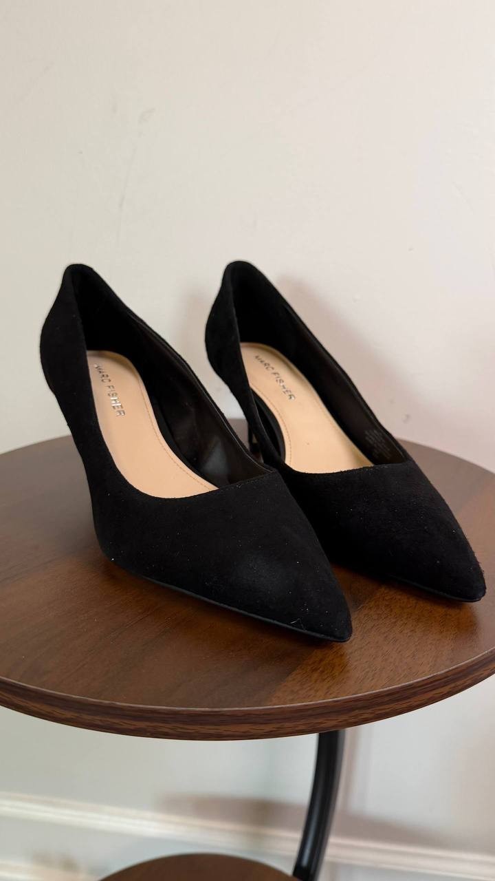 Marc Fisher Alola Pumps 7.5M Black Suede Pointed Toe Mid Stiletto NIB msrp$99