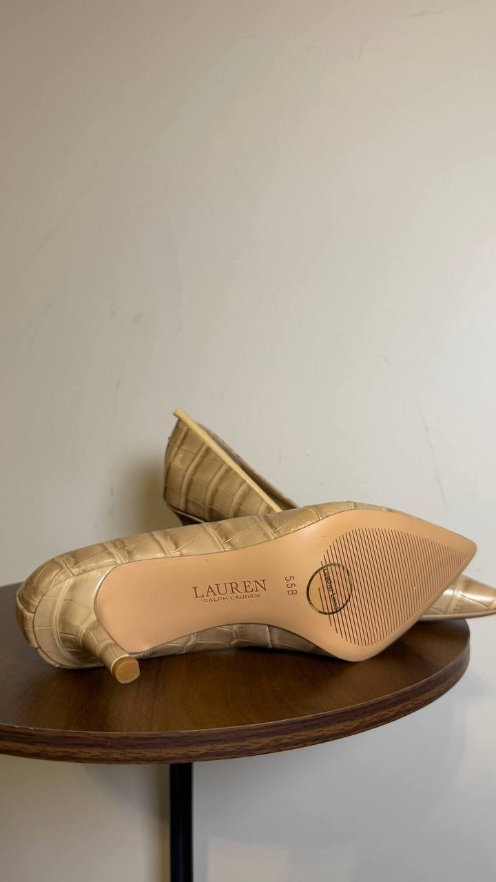 Lauren Ralph Lauren Lanette Pointed Toe Pumps Brown 5.5B New With Box $155