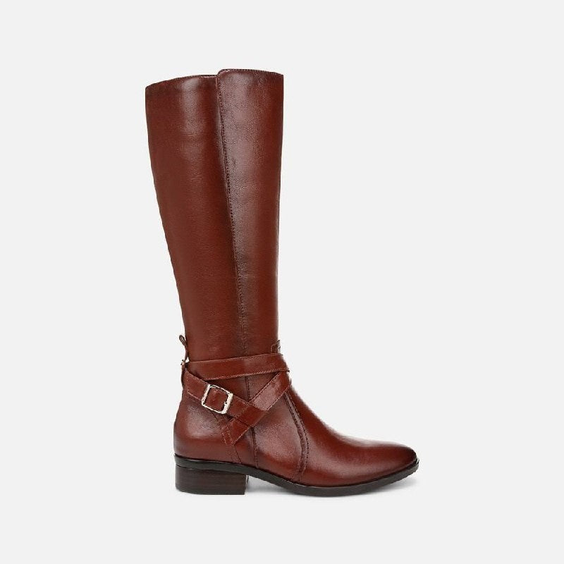 Naturalizer Rena 2 Boots7W Deep Saddle Leather Wide Calf Riding NIB msrp$325