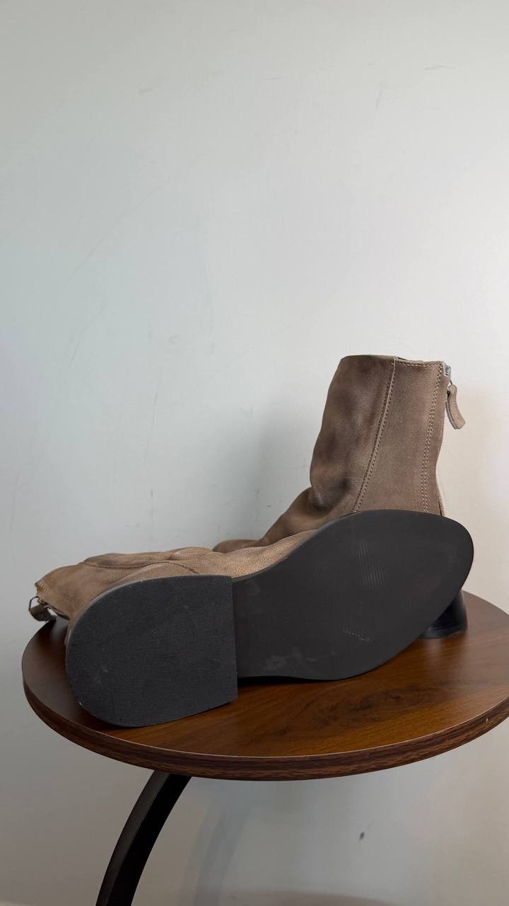 Steve Madden Nexie Bootie Taupe Suede 6.5M Block Heel Back Zip $159.99 NWB