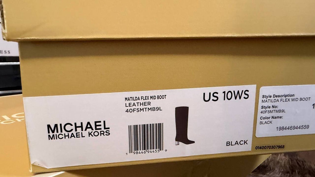 Michael Michael Kors Black Leather Tall Boots 10W New in Box MSRP $275