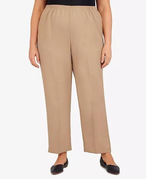 Alfred Dunner Women’s Plus Pull‑On Straight‑Leg Pants Stone 20W $42.50 NWOT