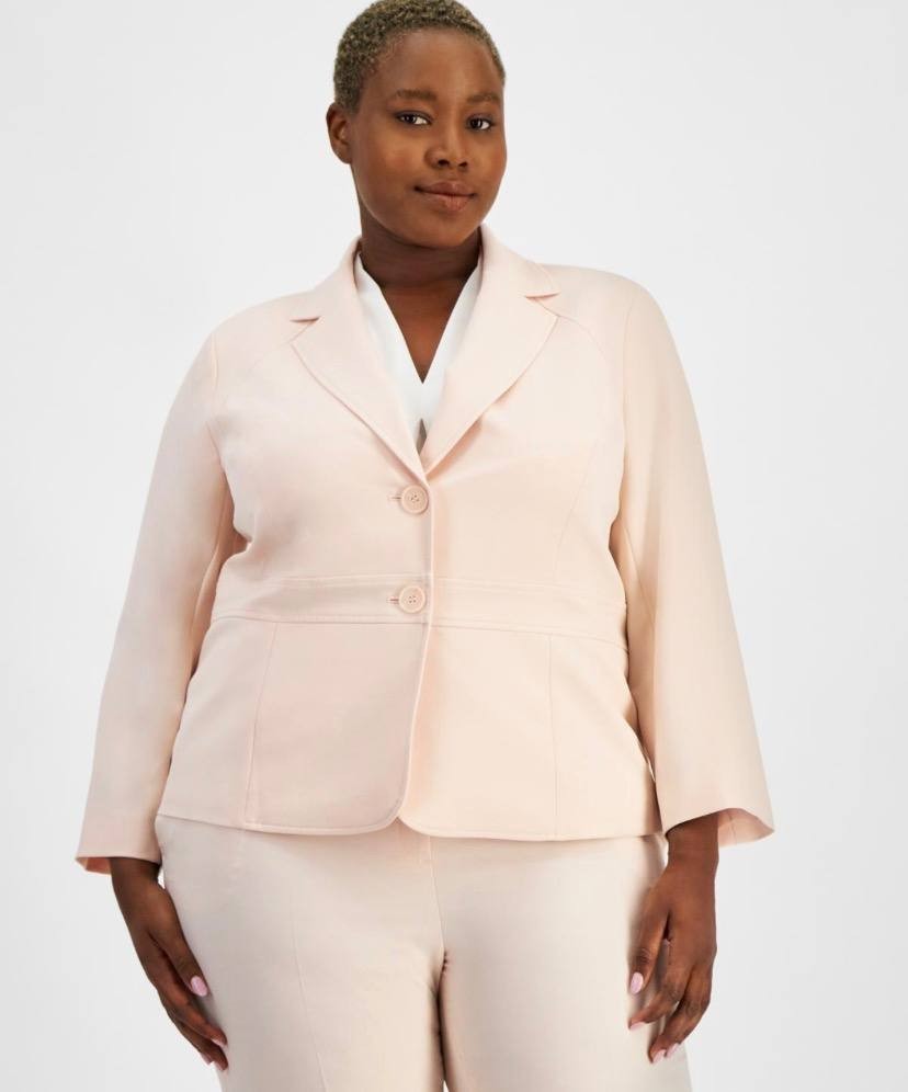 Le Suit Petite Single‑Button Blazer & Pant Suit – Size 16–Light Pink–NWT –$225