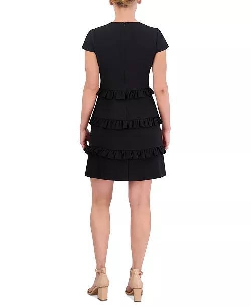 Eliza J Women’s Ruffle‑Tiered A‑Line Dress Black 10 NWT $118
