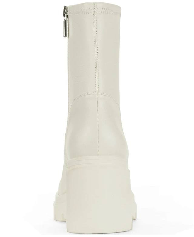 Wild Pair Verona Block Heel Booties Creme 7.5M Man‑Made $80 NWB
