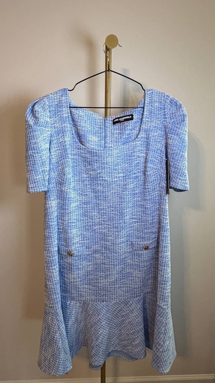 Karl Lagerfeld Paris Women’s Tweed Dress Blue Size 18 NWT $149