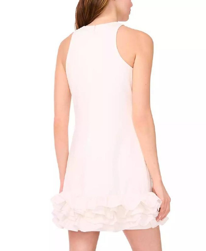 CeCe Sleeveless Ruffled‑Hem Sheath Dress White XL Excellent Condition msrp$119