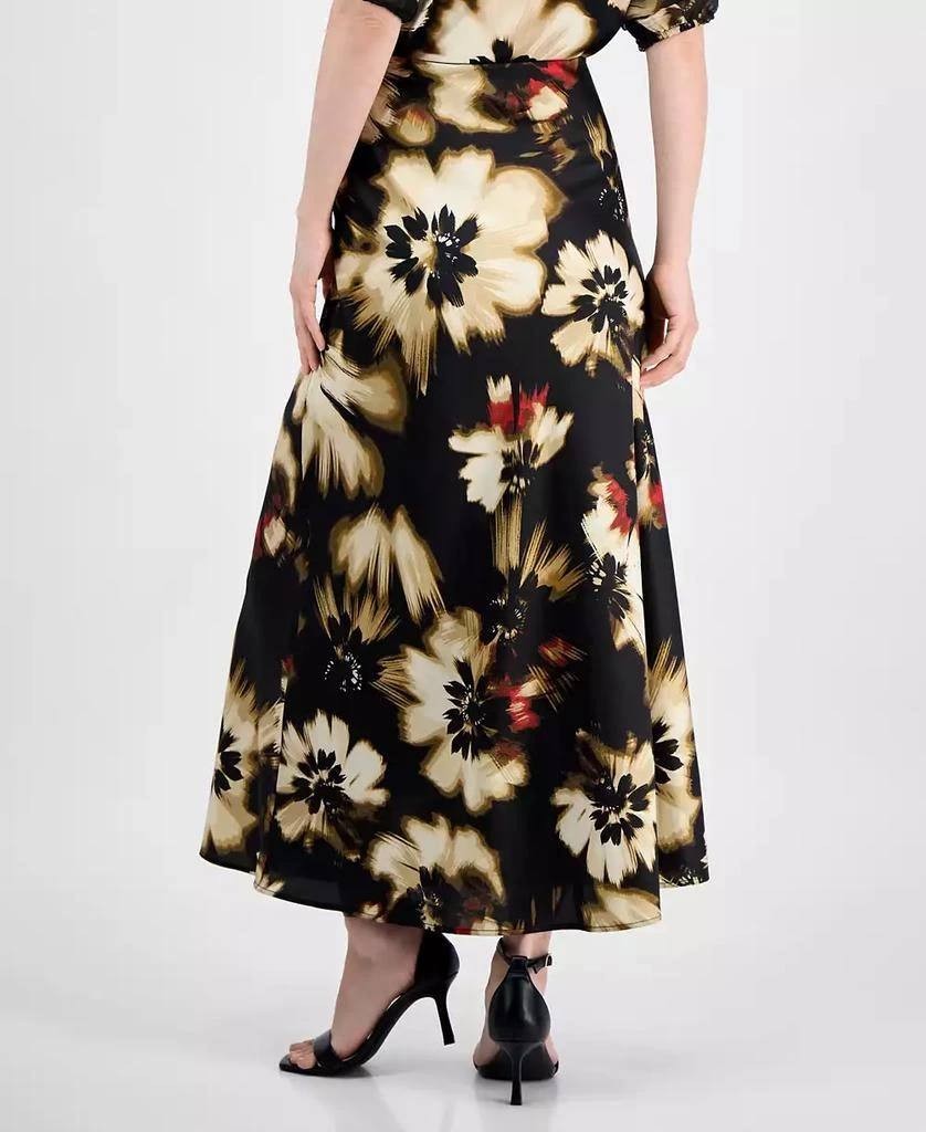 Anne Klein Printed Pull-On Maxi Skirt Black Floral XL NWT $89
