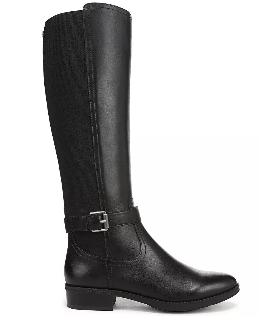 Sam Edelman Perin Boots 9M Black Leather Tall Round Toe Zip New In Box msrp$225