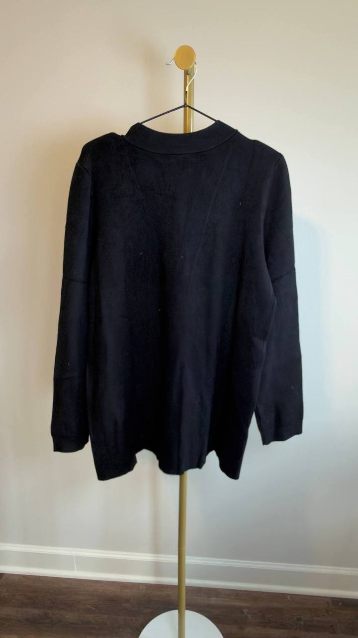 Kasper Open‑Front Long‑Sleeve Cardigan Black L NWT $99