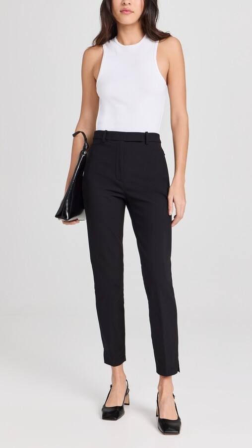 Theory Sleek Flannel High Waist Taper Pants – Black, Size 00