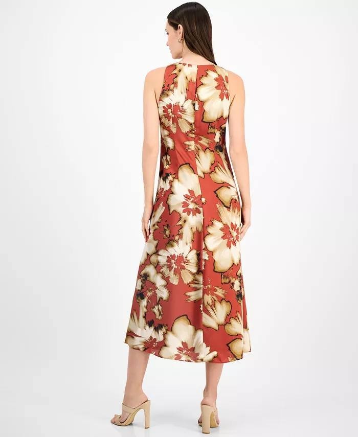 Anne Klein Printed Sleeveless Midi Dress Red 10 NWT $129