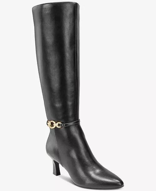 Style & Co Women’s Shaniaa Belt Pointed Toe Boots Black 6M WC Man‑Made MSRP $79$
