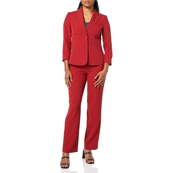 Le Suit Jacket  Notch‑Lapel Pantsuit Jacket Brick 4 NWT