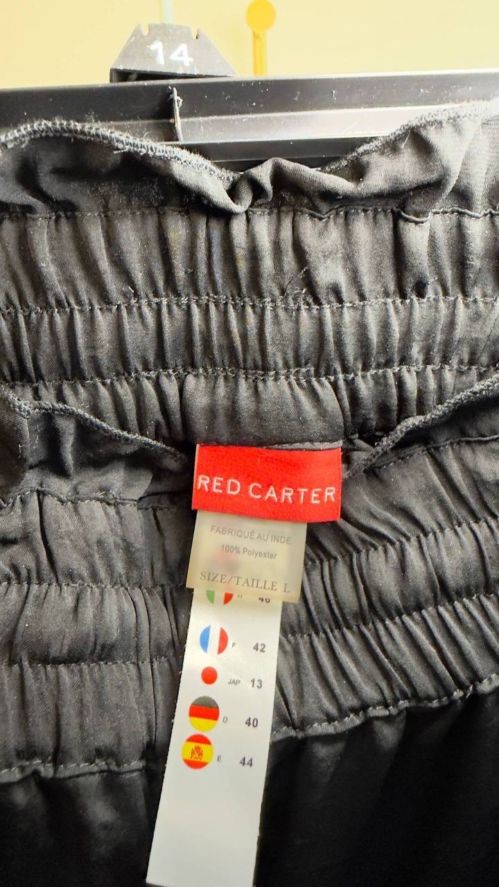 Red Carter Hammered Wide Leg Cover‑Up Pants Black L NWOT $82
