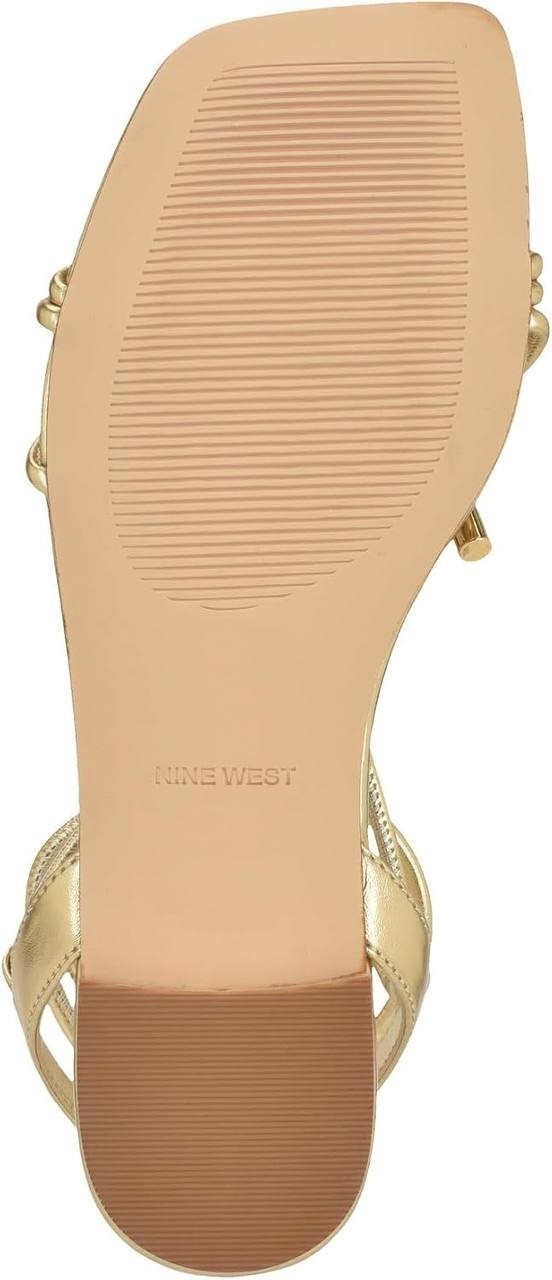 Nine  West  Niraa  Ankle  Wrap  Flat  Sandals  Gold  10  M  NWT  $85