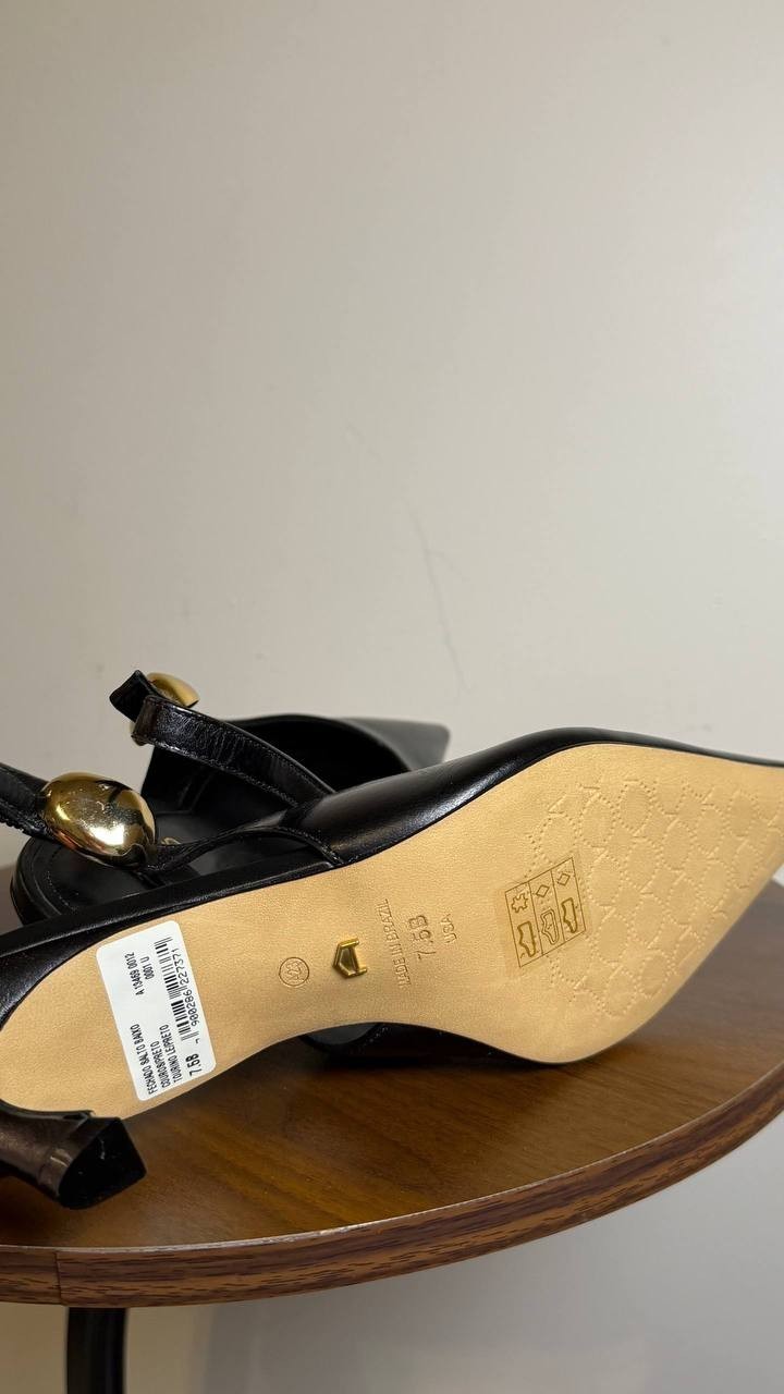 Arezzo Pumps Black Leather Size 7.5B New in Box $109