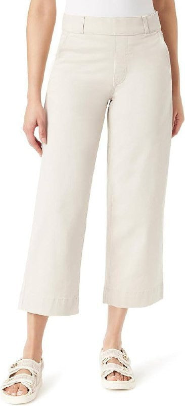 Gloria Vanderbilt Shape‑Effect Pull‑On Wide‑Leg Crop-STONEWOOD–12P–NWT–MSRP$50