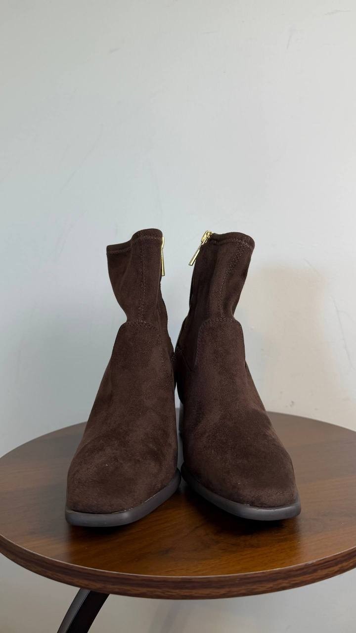 Anne Klein Paidge Block Heel Dress Booties Dark Brown 6.5M Man‑Made $119 NWB
