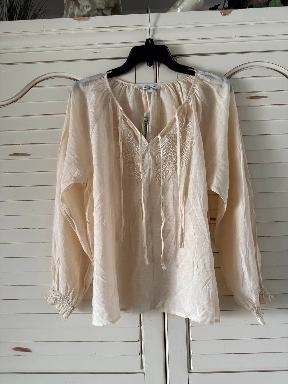 Sam Edelman Kelsie Beaded Blouse - Mother of Pearl, Size S, NWT, Raglan