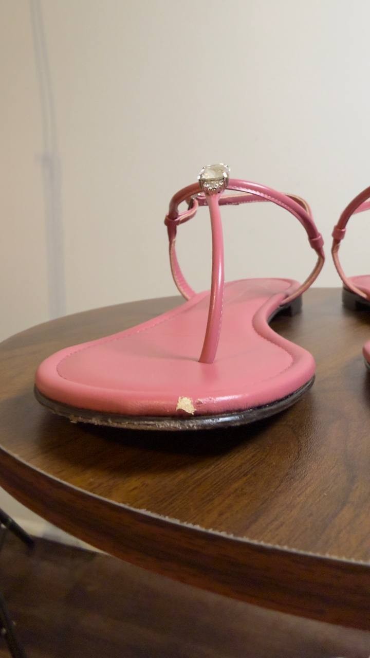 Giuseppe  Zanotti  Butterfly  Flat  Sandals  Neon  Pink  38.5  Pre‑owned
