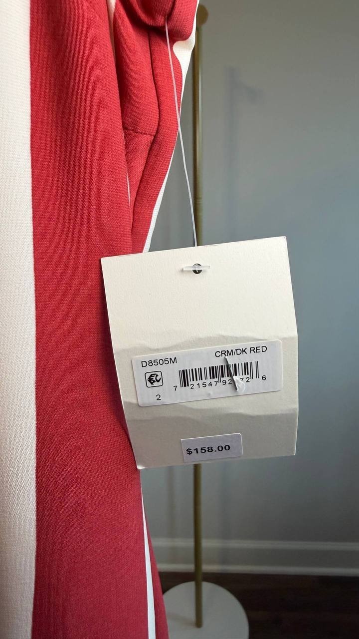 Donna Morgan Crewneck Midi Dress Cream/Dark Red 2 NWT $158