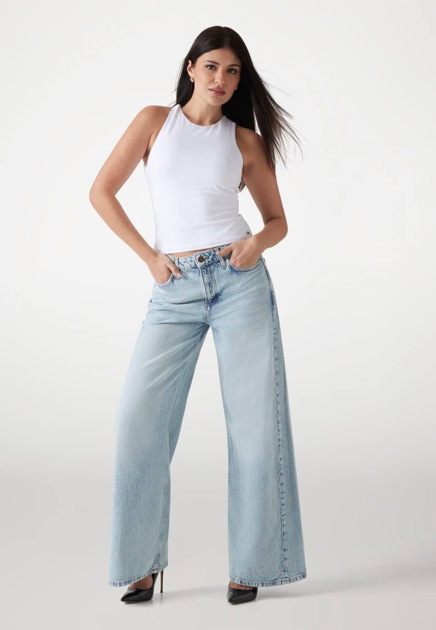 Guess Eco Bellflower Wide‑Leg Flared Jeans Blue 26x32 NWT $118
