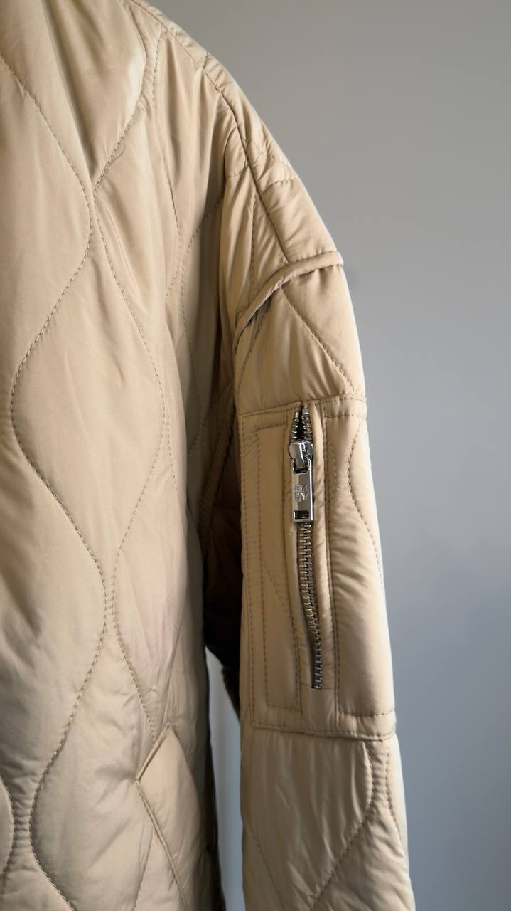 DKNY Quilted Bomber Jacket Travertine L NWT $149