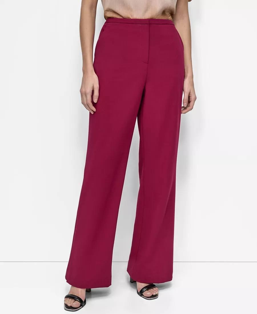 DKNY High‑Rise Front‑Zip Flared Pants Pink Size16 NWT Modern Feminine msrp$99