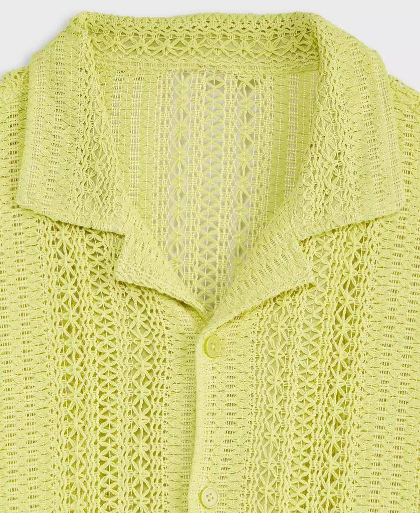Mode of One Men’s Textured Crochet Button‑Down Camp Shirt Misty M $49.00 NWT